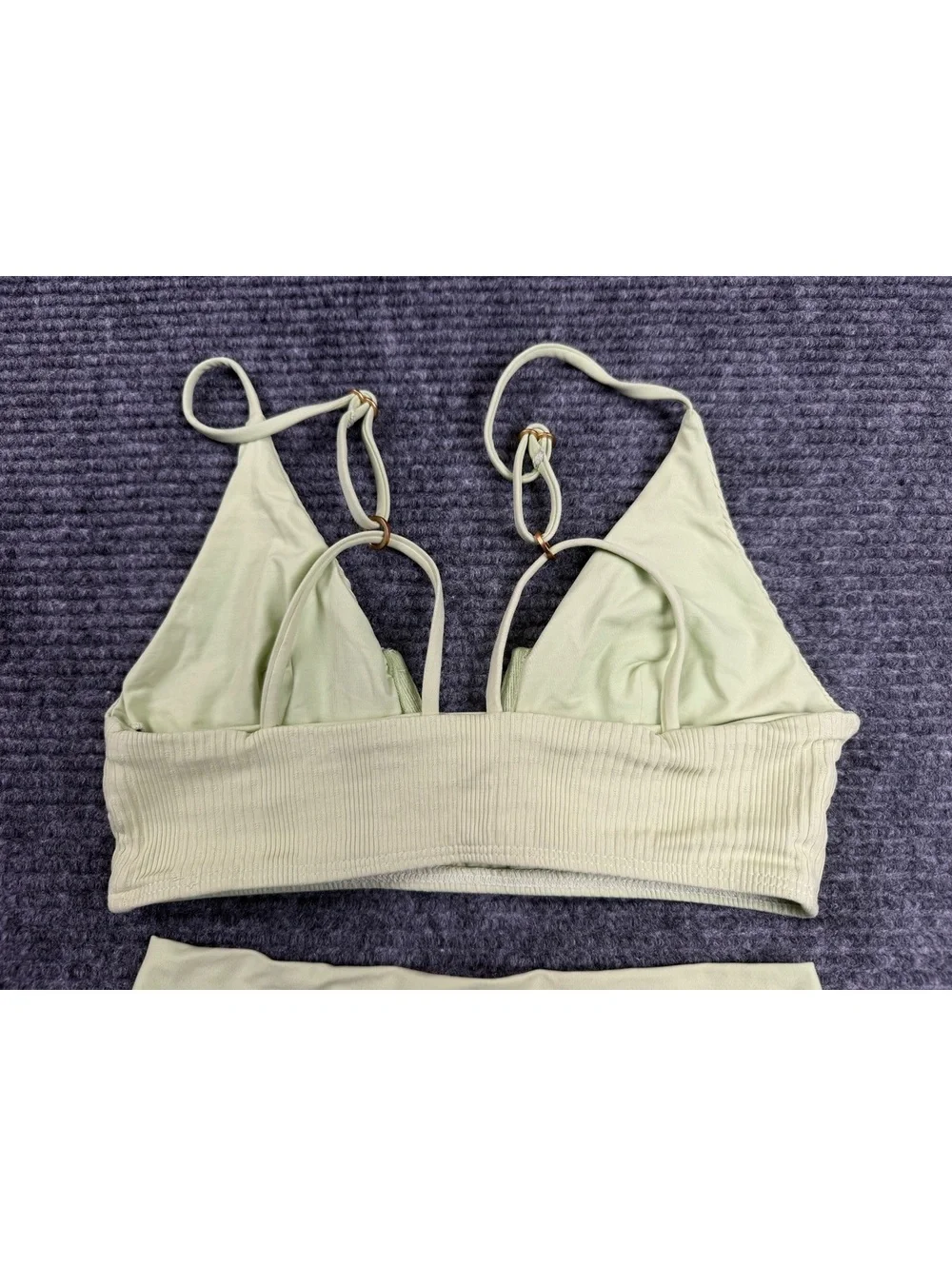 L*Space Bitsy Ribbed Bikini Set Sage Green Size Small V Wire High Leg USA